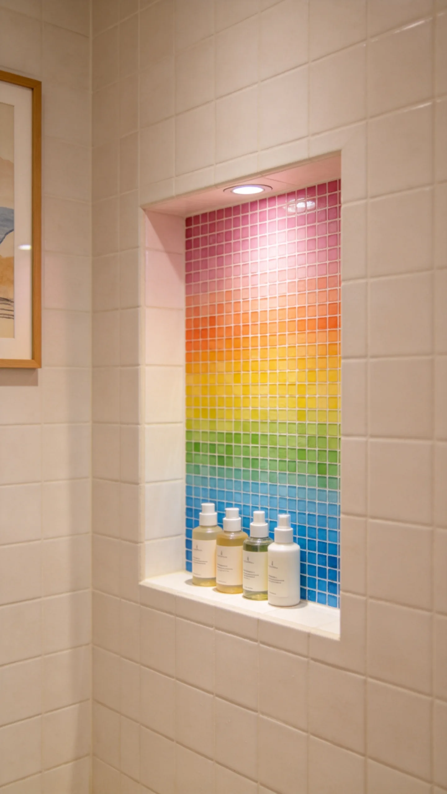 7. Create a Rainbow Tile Shower Niche