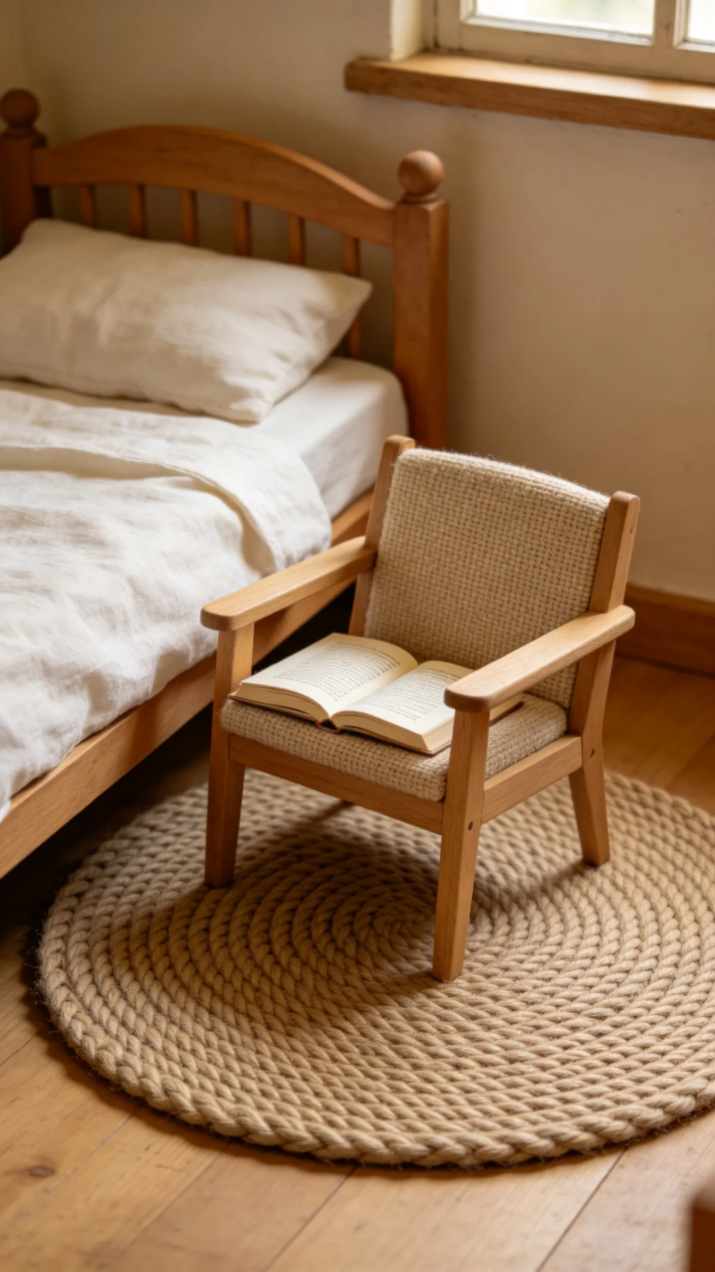 15. Use a Round Rug to Soften the Bedside Area