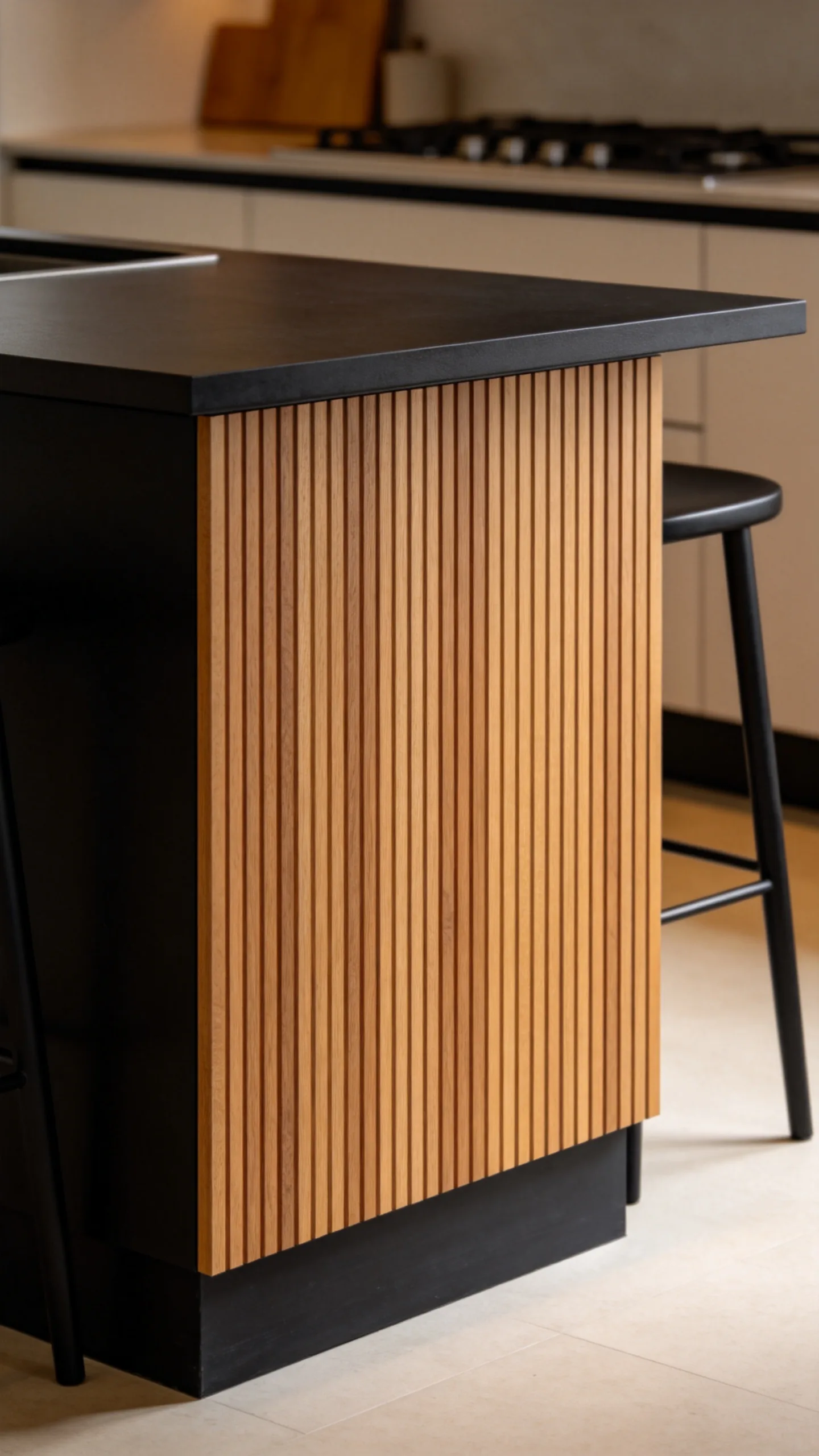 7. Build a Slatted Wood Feature on the Island