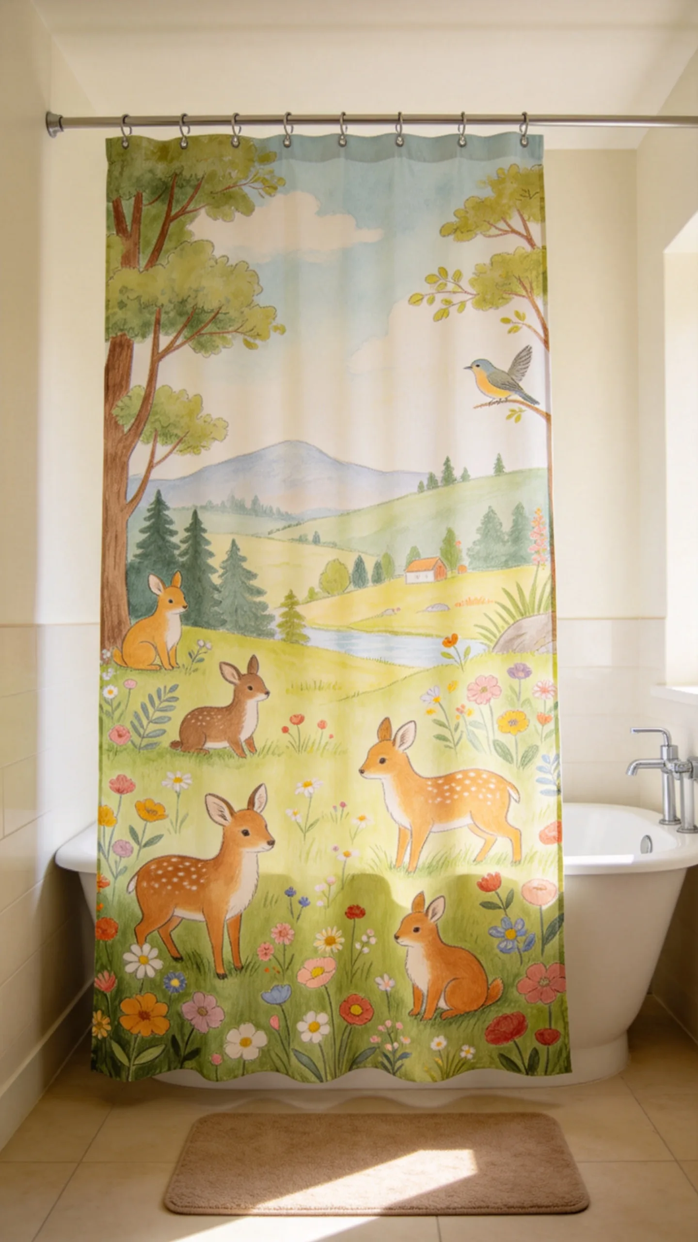 6. Hang a Storybook-Style Shower Curtain