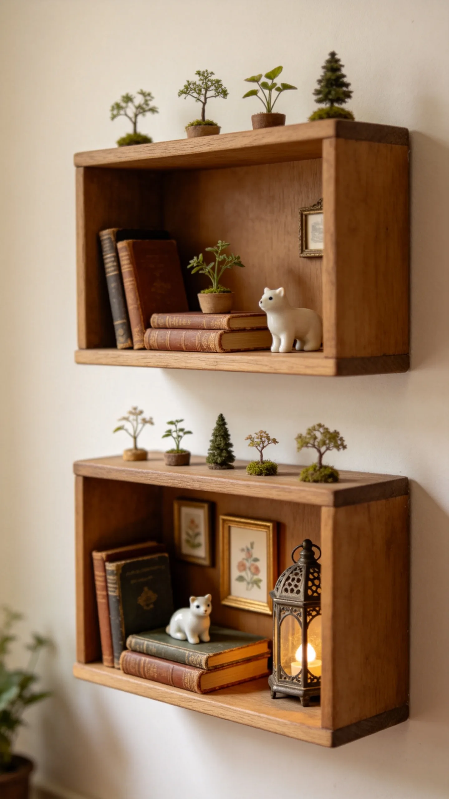 12. Style Open Shelves Like a Tiny Curiosity Cabinet